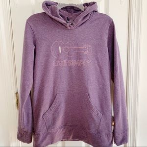 Patagonia Live Simply Purple Hoodie with Guitar Design